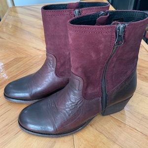 Brand new burgundy leather and suede boots